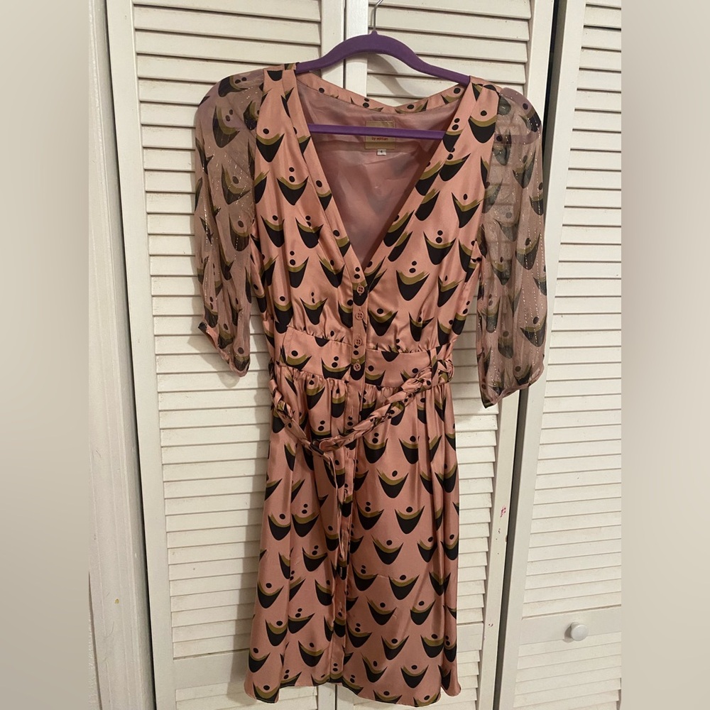 Twinkle by Wenlan Pink and Black Midi Dress